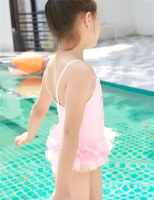 2020新款儿童泳衣小中大童粉色猫咪纱裙式可爱女孩连体温泉泳装