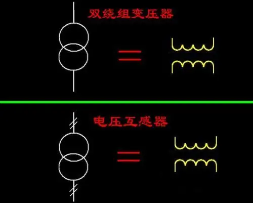 电力变压器(符号两个圈)连接在电路图中时两边各有一条竖线表示什么