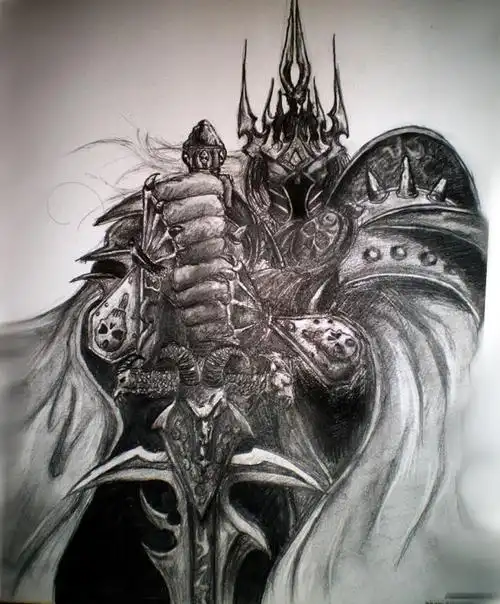 谁有魔兽争霸中的阿尔萨斯的的素描?发给我.(感谢!