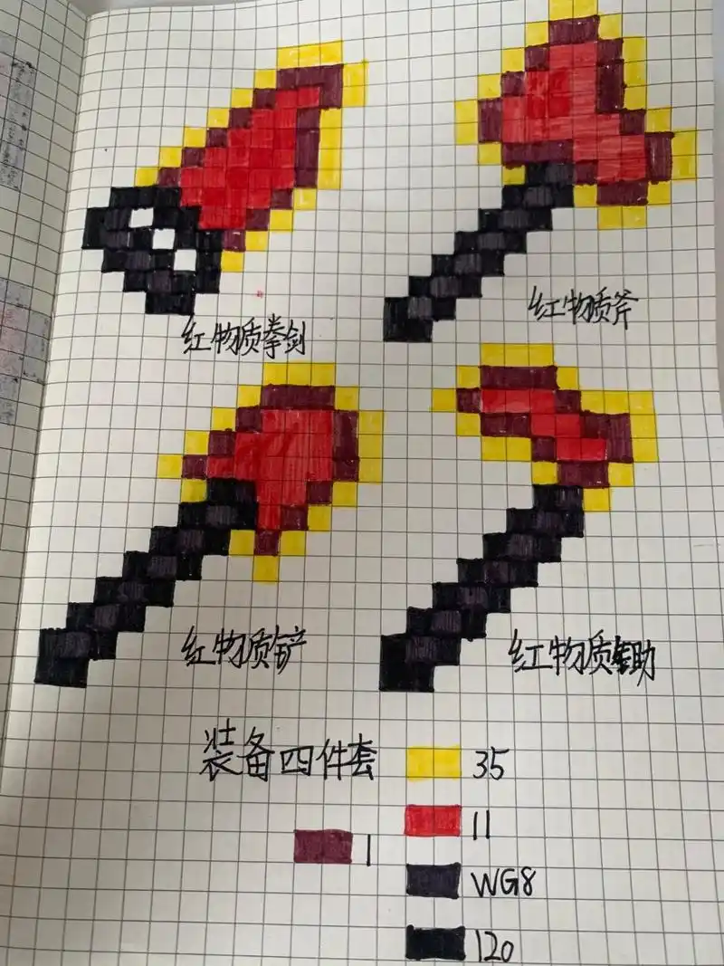 红物质四件套 #我的世界# #像素画