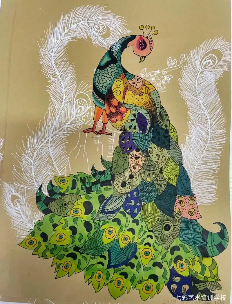 七彩彩色线描作品欣赏