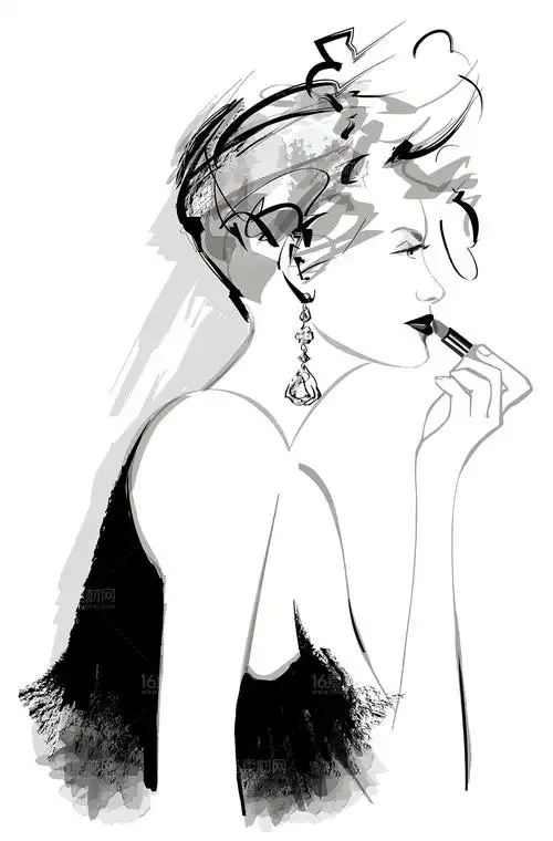 时尚手绘美女矢量素材