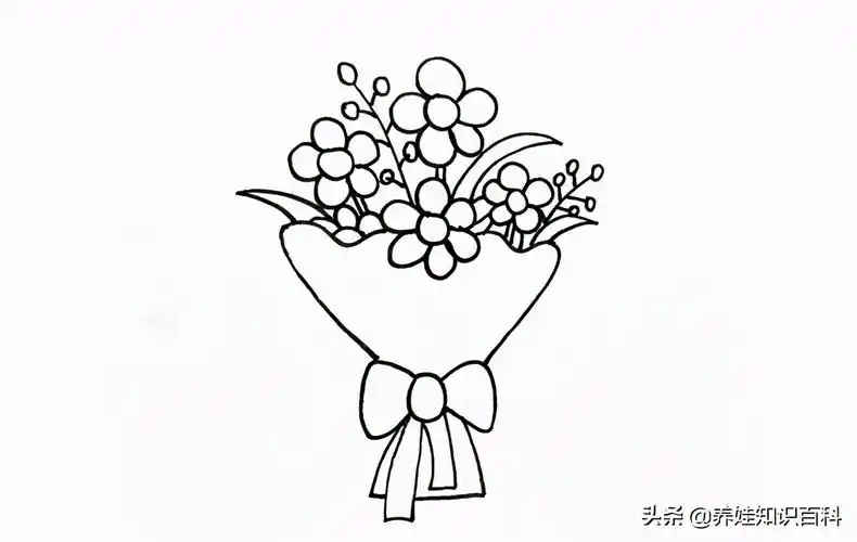 一束鲜花的简笔画画法教程花丛简笔画