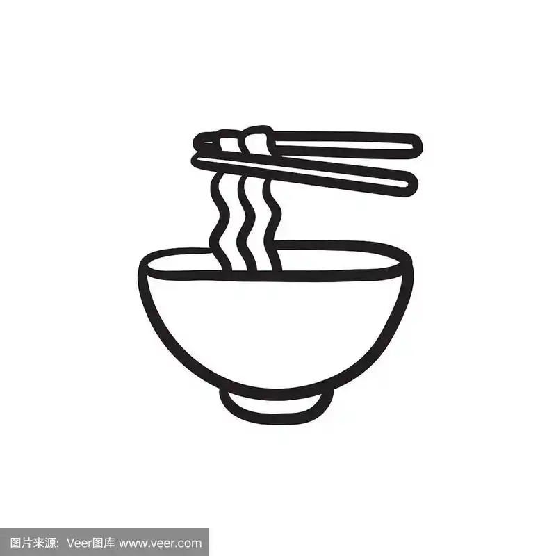碗里的面条用一双筷子素描图标