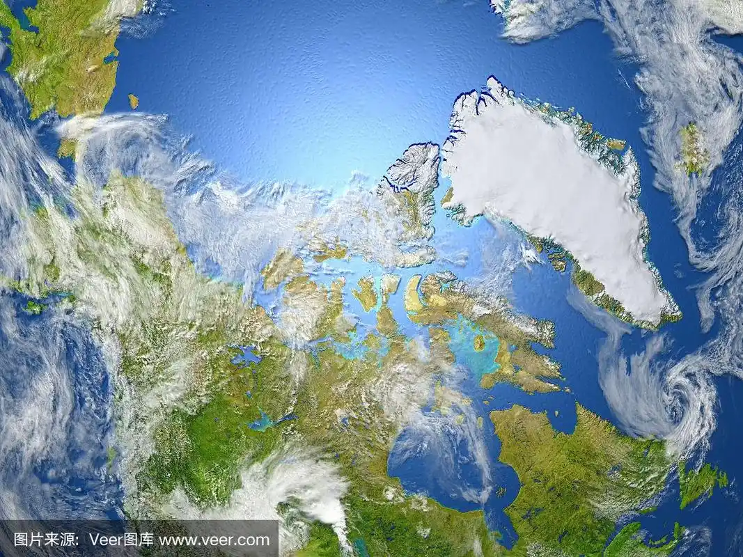 加拿大北部和地球上的格陵兰岛