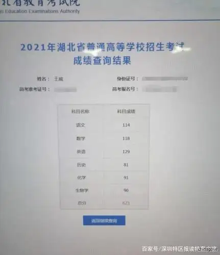 王威的高考成绩单