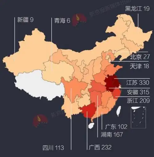 来张全国分布图见识一下吧:2014-2017年7月已破获传销地图