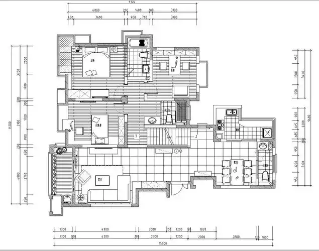 香水百合室内施工图设计(cad 施工图)