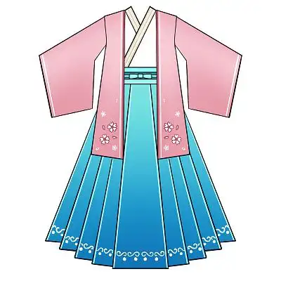 手绘卡通女生古装汉服原创插画素材汉服元素