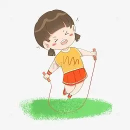 小清新可爱女孩健身户外运动跳绳手绘人物