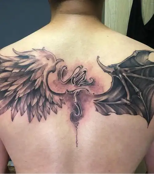 天使恶魔_纹身图案手稿图片_gz的纹身作品集