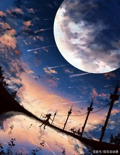 夕阳的余晖,星空下的钢铁洪流,一组日落后的动漫壁纸风景图