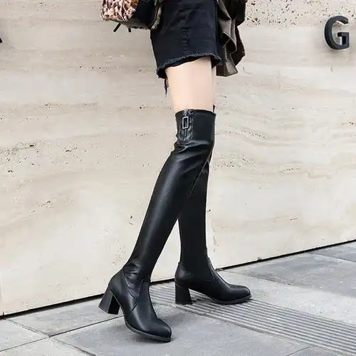 跟高跟小个子长筒靴子瘦腿弹力靴2021秋冬季新款  时尚贵族精品女鞋店