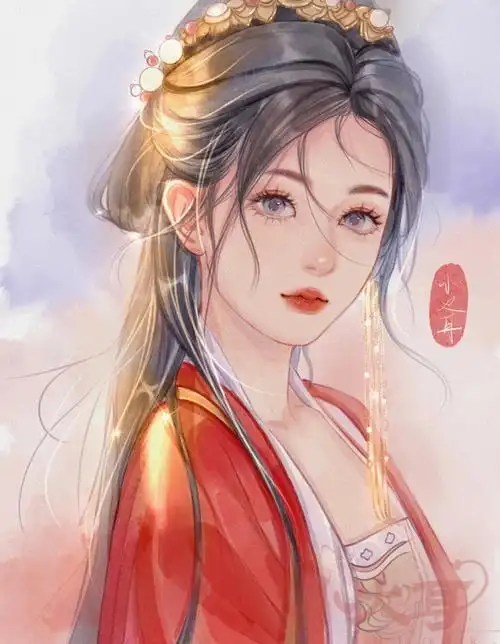仙气飘飘的古风小姐姐仙女id:@一半栗栗#画画  #古风写真  #procreate