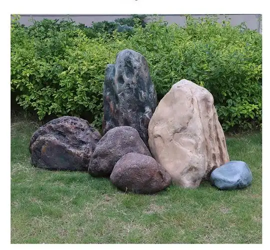 中吉万兴户外仿真假石头摆件玻璃钢雕塑假山花园水池绿化造景装饰 款
