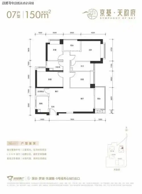 原创2024深圳京基天韵府70㎡180㎡24房罗湖京基天韵府户型图鉴赏