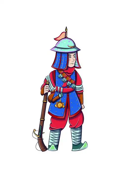 大明九边戎装历史人物描边插画|插画|创作习作|牧辰之原 - 原创作品 -