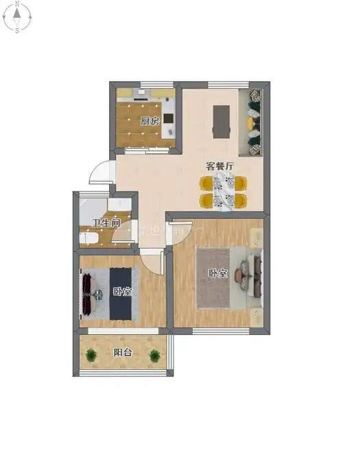 精装修两室两厅,两房朝南,南北通透,拎包入住