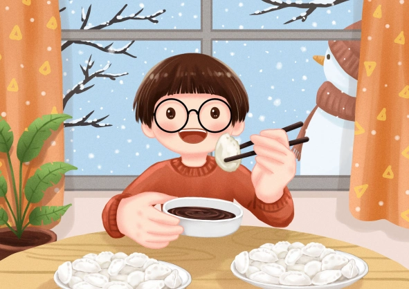 2019立冬吃饺子图片卡通可爱手绘立冬吃饺子可爱图片