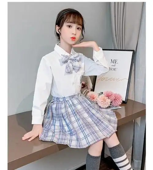 儿童jk百褶裙9岁小学生春季10岁儿童短裙校服学院风套装 不死川套装【