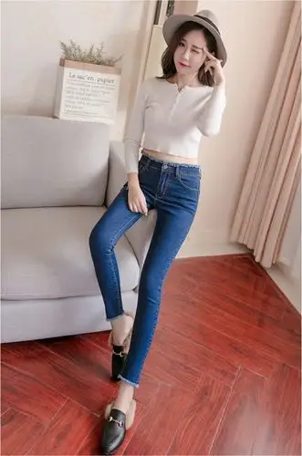 g2020夏季薄款弹力牛仔裤女显瘦高腰铅笔裤女装小脚裤学生韩版九分