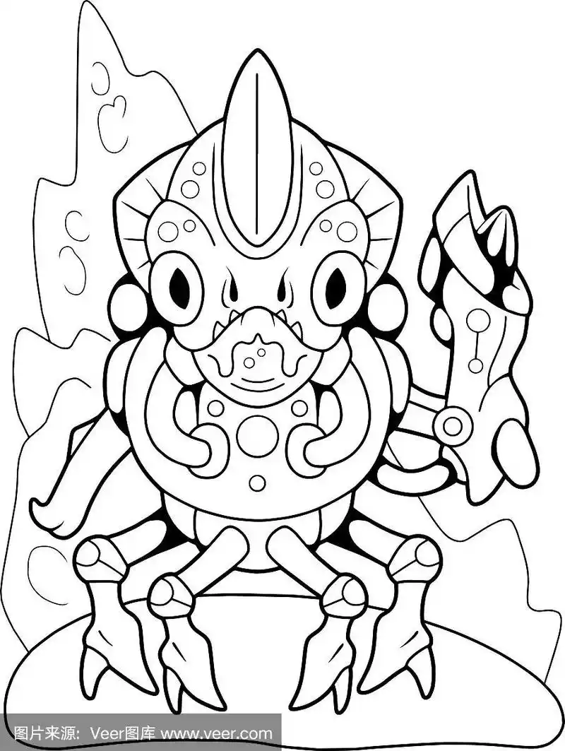 卡通可爱的外星人,着色书,有趣的图片