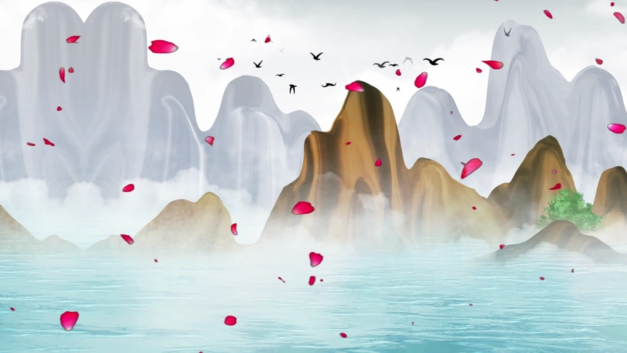 古色古香水墨中国风山水画古典意境背景视频_1920x1080_高清视频素材