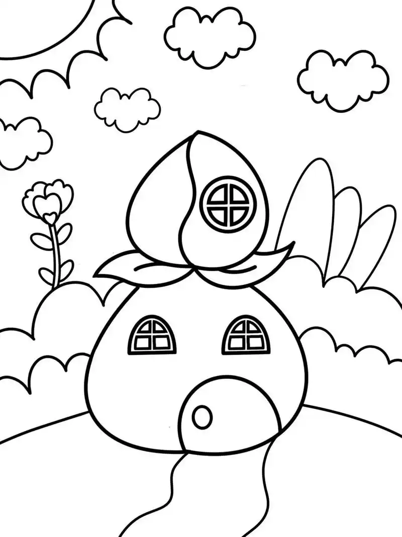 水果房子 桃子屋 房子 创意画 儿童画简笔画 #创意美术儿童画# #儿童