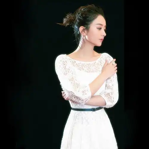 赵丽颖明星款宴会长款显连衣裙白色蕾丝仙女气质连衣裙