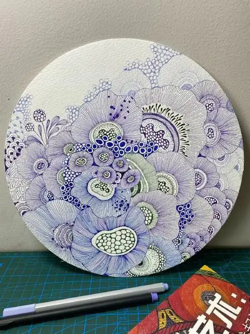 彩色线描装饰画禅绕画儿童少儿创意美术作品素材分享(二)#线描##手绘