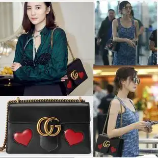 宋佳同款包包复古小方包16新款单肩斜挎包拼色爱心古力娜扎链条包