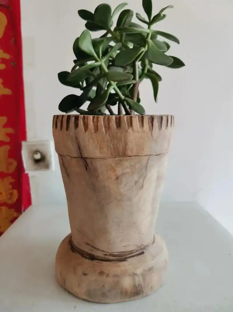 纯手工长城核桃木花盆 - 抖音