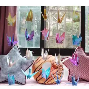 珠光千纸鹤成品叠好的千纸鹤一串10只穿线千纸鹤活动场地布置挂饰