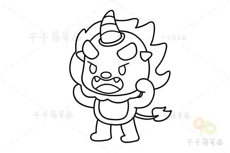 亲子画年兽简笔画