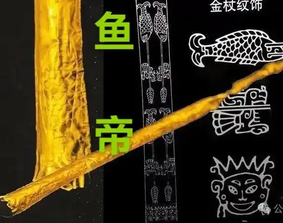 三星堆,金杖,夏王杖也!夏王朝金杖上的图案包含了禹王像,凫 - 抖音
