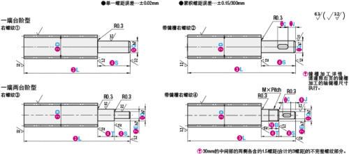 30度梯形丝杠 一端台阶型/一端两台阶型:相关图像
