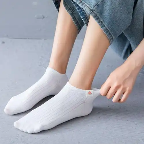 白色布短袜学生低帮日系夏季口薄款韩版浅袜子女可爱鞋带
