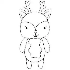 可爱虚线虚线形状可爱快乐鹿野生动物矢量插图照片