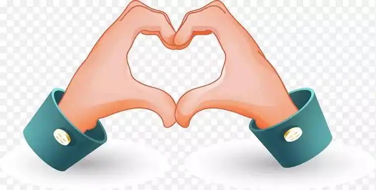 卡通双手比心手势动作
