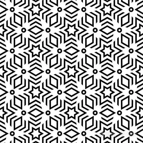 黑白线形圣诞图案.几何装饰与星