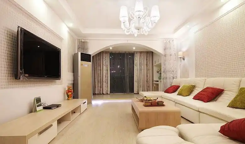 装修效果图大全  简约风格三室一厅小清新5-10万120平米客厅改造效果