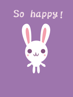 紫色的画面上可爱的小兔子嘟着它的三瓣嘴站在中间.虽然它是静态的.