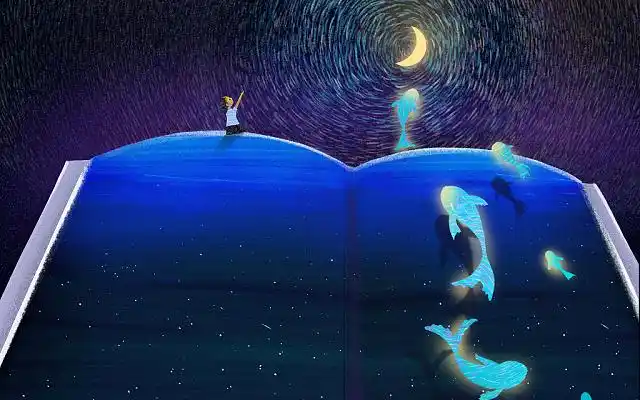 梦想 书本 绘画 月亮 意境插画 儿童插画梦想书本