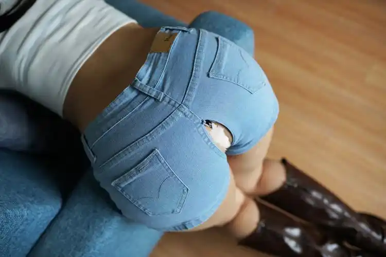 免脱打野方便约会神器户外开裆牛仔裤免穿脱蜜桃热裤全拉链裤女开档超