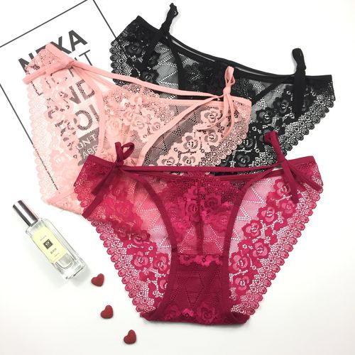精美独立包装低腰新款蕾丝内裤舒适透气系带女三角裤