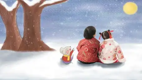 兄妹两人坐在地上的背影