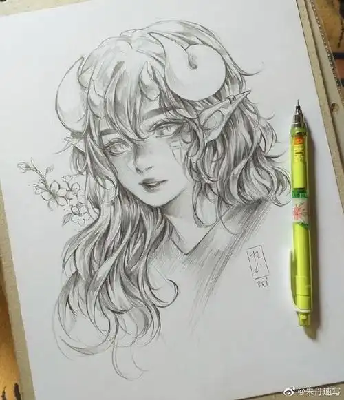 人物角色插画 7815 铅笔手绘小头像 动漫形象(作品出自日本插画师