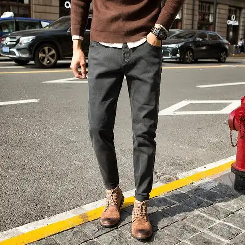 2018秋季牛仔裤男韩版修身潮流紧身哈伦裤男士百搭休闲小脚长裤子