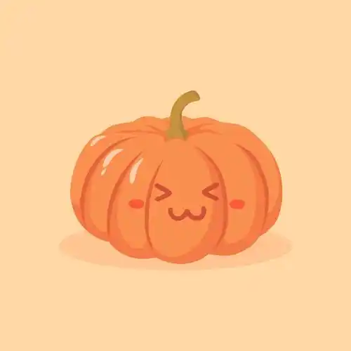 可爱,南瓜,蔬菜,卡通,矢量,插画,吉祥物,橙色背景