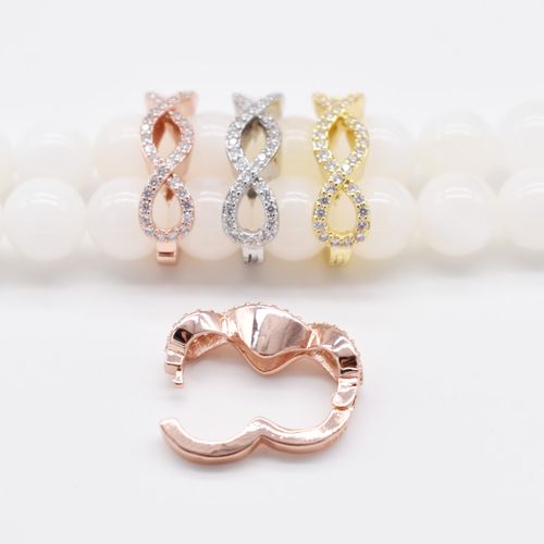 diy穿珍珍珠双排项链夹扣毛衣链双层固定8八字夹扣925半银夹扣子